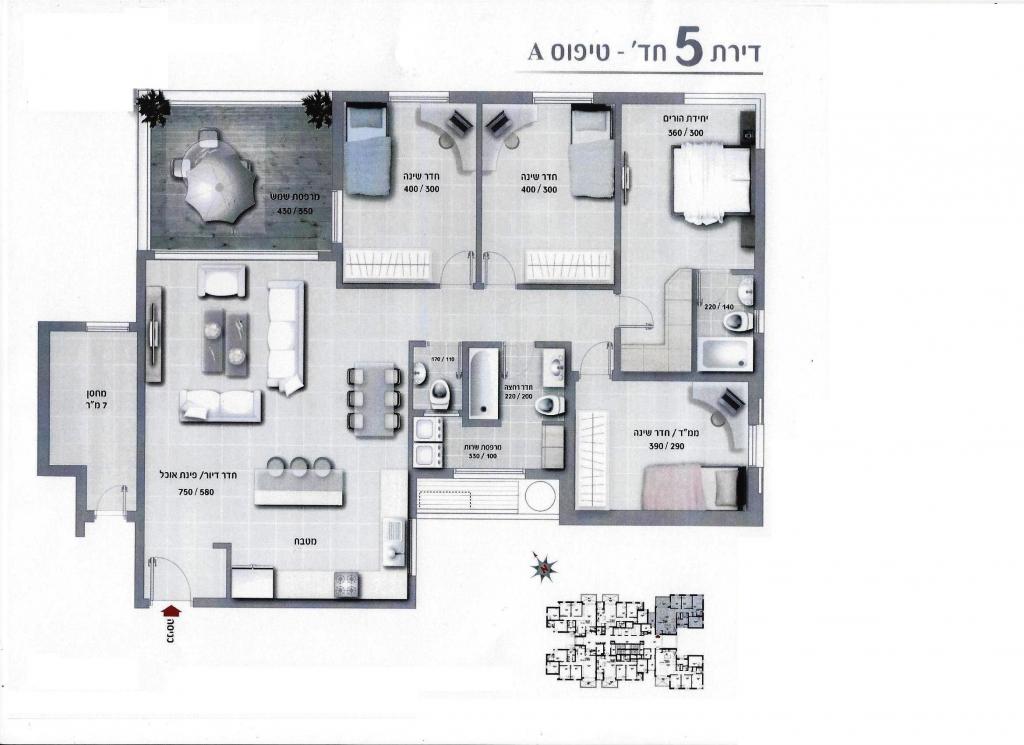 Appartement 5 pièces Ashdod He 210-IBL-1637