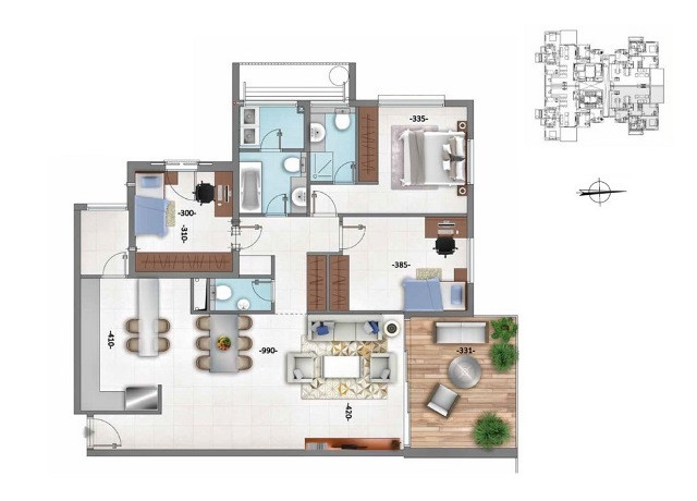 Appartement 4 pièces Netanya Centre Ville 342-IBL-6357