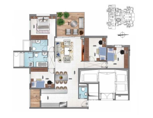 Appartement 4 pièces Netanya Centre Ville 342-IBL-6357