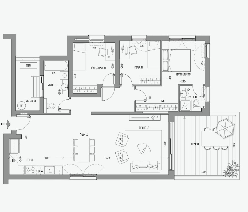 Appartement 3 pièces Netanya Mer 342-IBL-6563