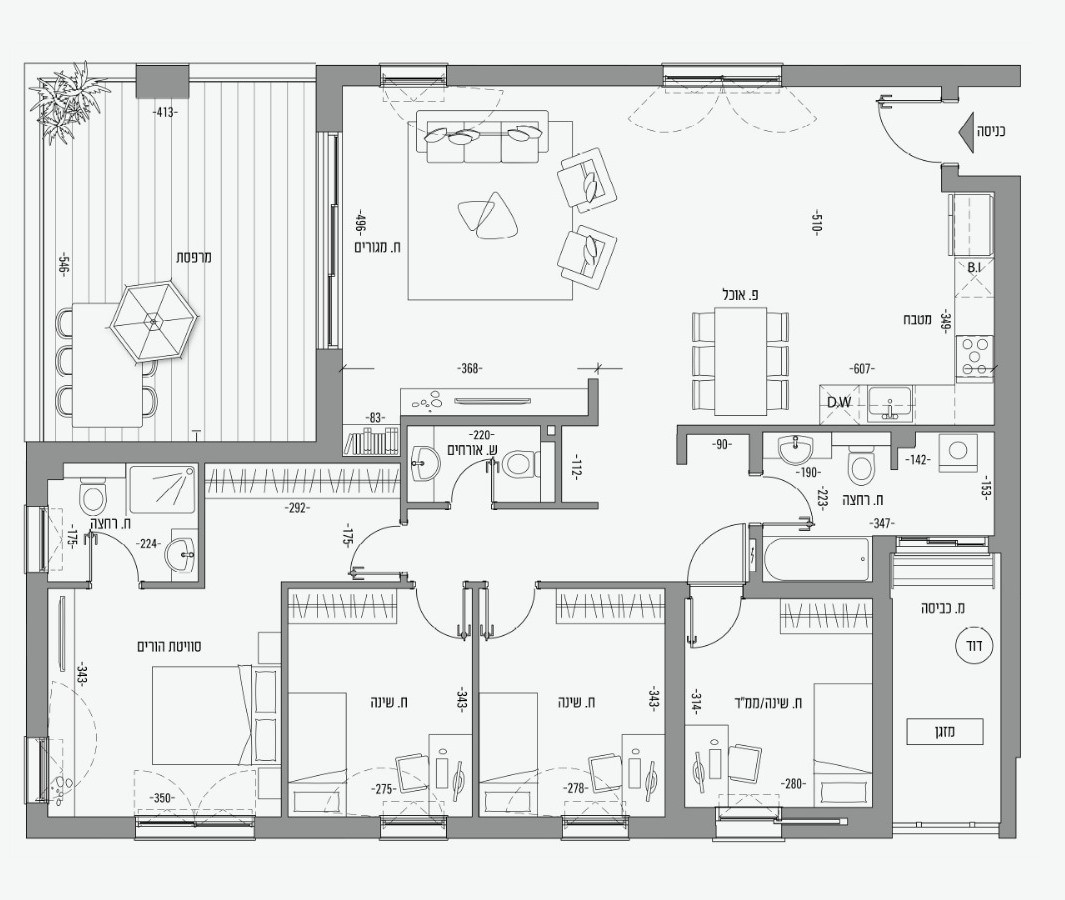 Apartamento 3 cômodos  Netanya Mar 342-IBL-6563