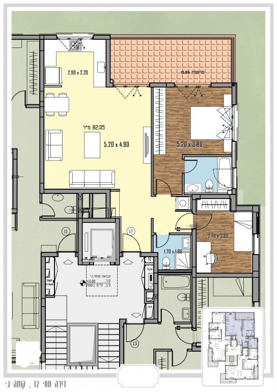 Mini-Penthouse 3 Rooms Tel Aviv Ben-Yehuda 476-IBL-21