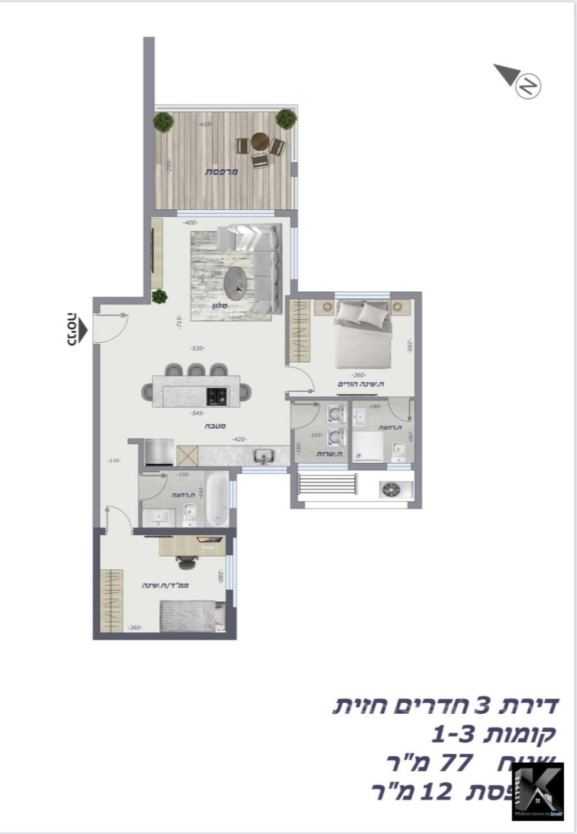 Departamento 4 habitaciones  Netanya Ramat Poleg 513-IBL-132