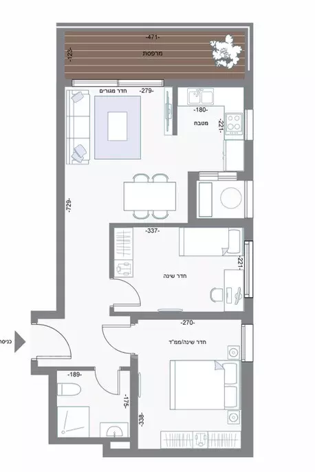 Departamento 2 habitaciones Bat yam Bat yam 210-IBL-2119