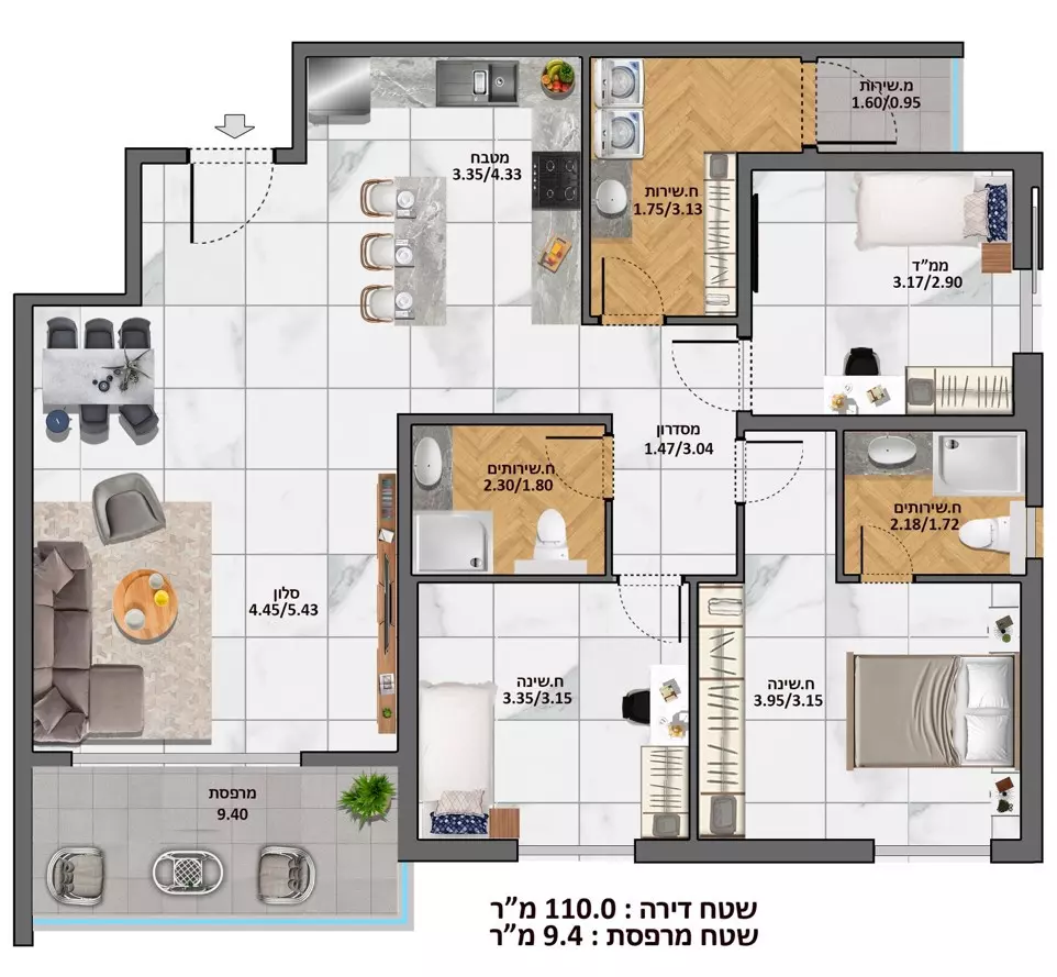 דירה 2 חדרים אילת אילת 342-IBL-1823