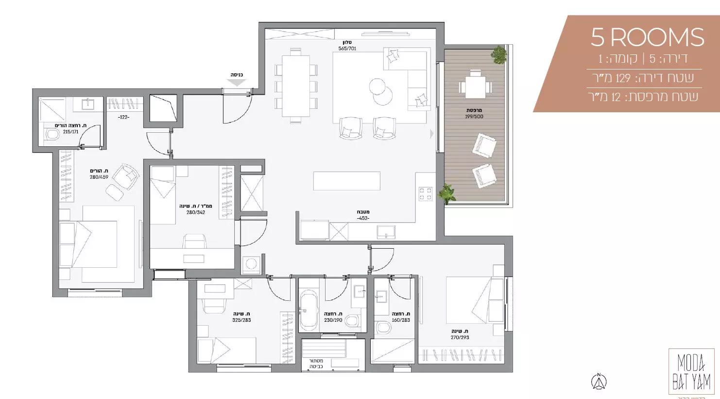 דירה 5 חדרים בת ים מרכז העיר 828-IBL-179