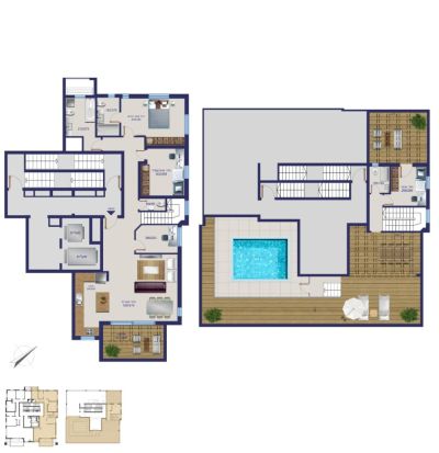 Penthouse duplex proche mer avec grande terrasse piscinabl