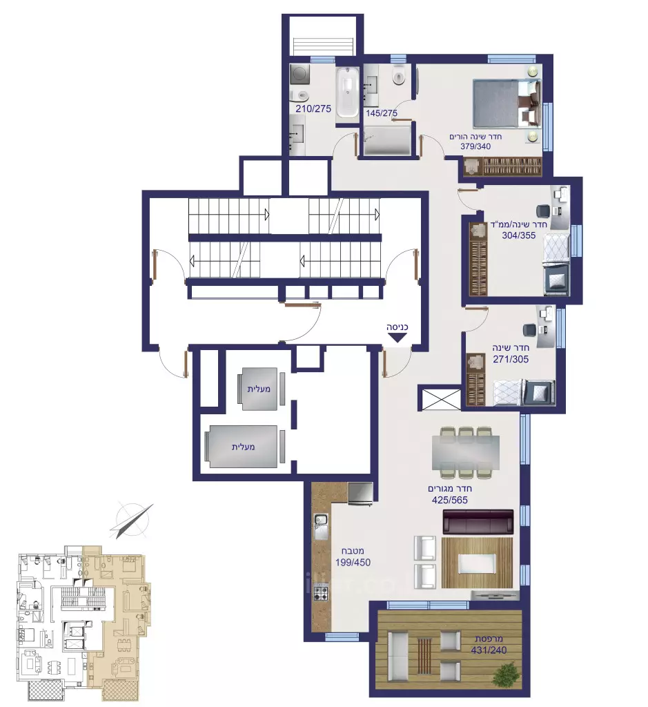 Appartamento 4 stanze Netanya Kikar 854-IBL-8