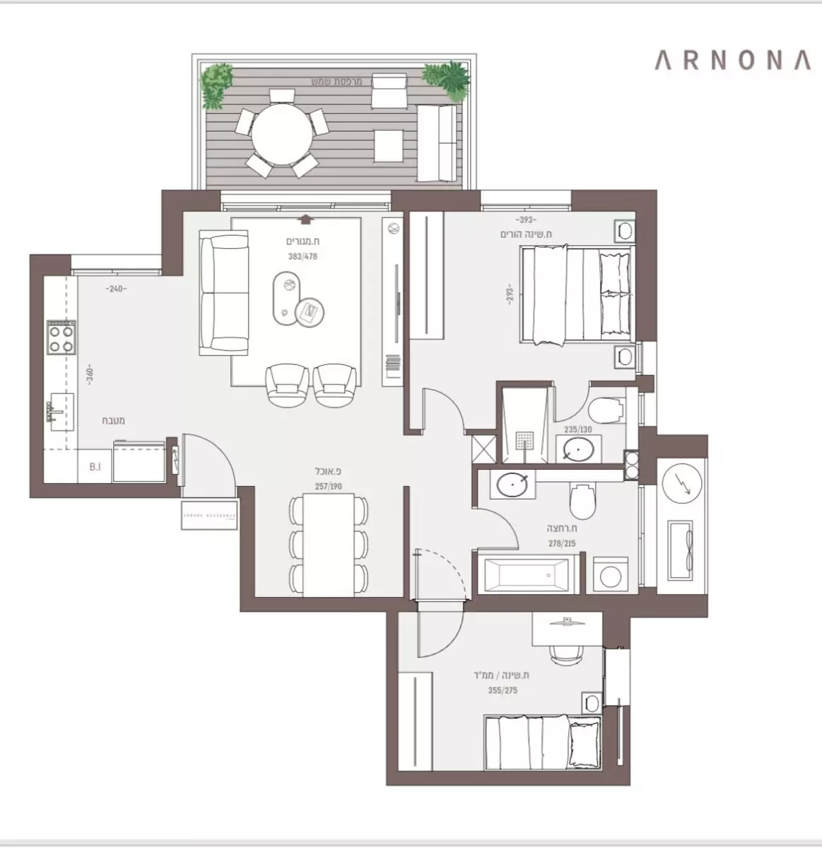 Departamento 3 habitaciones Jerusalén Arnona 144-IBL-680