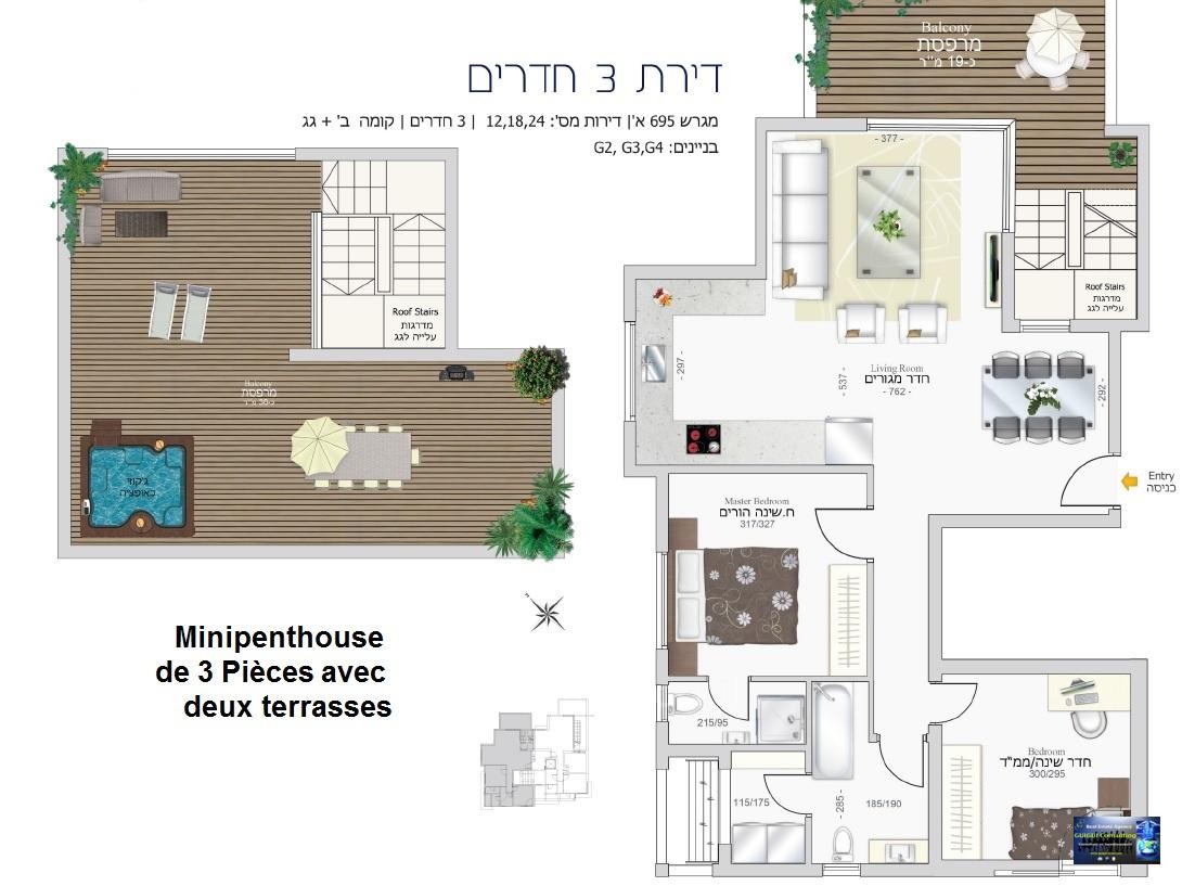 Minipenthouse 3 habitaciones  Eilat Shachamon 6 288-IBL-242