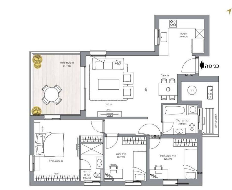 Appartement 4 pièces Netanya Mer 342-IBL-6177