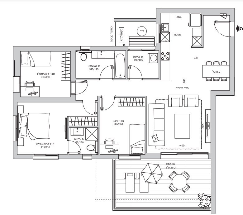 Appartement 3 pièces Rishon Le Tzion Centre ville 342-IBL-6231