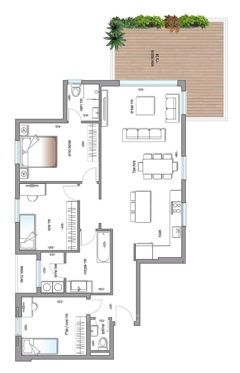 Apartamento 4 cômodos  Netanya Centro da cidade 342-IBL-6559