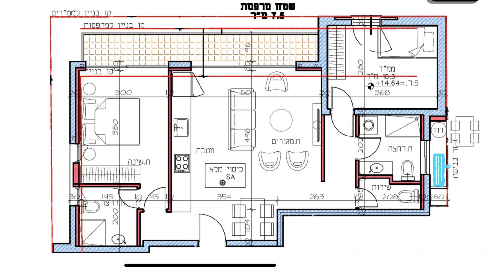 דירה 3 חדרים תל אביב הבימה 457-IBL-1032