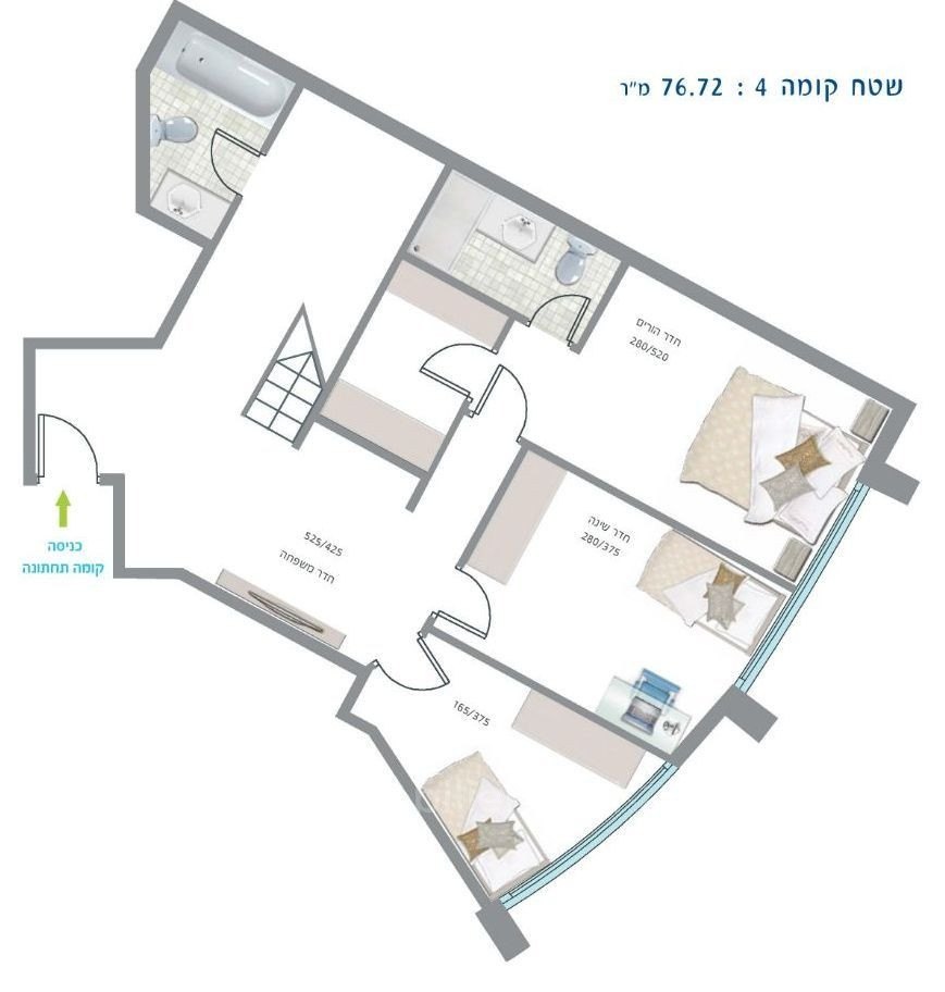 Dúplex 4 habitaciones  Tel Aviv Centro de la ciudad 457-IBL-1138