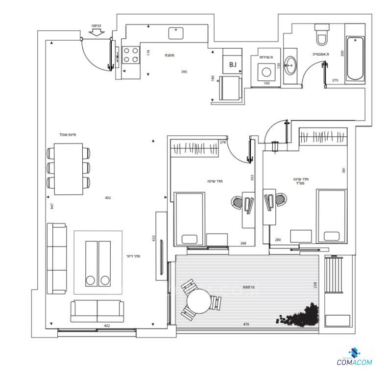 דירה 3 חדרים אשדוד ד 511-IBL-1096