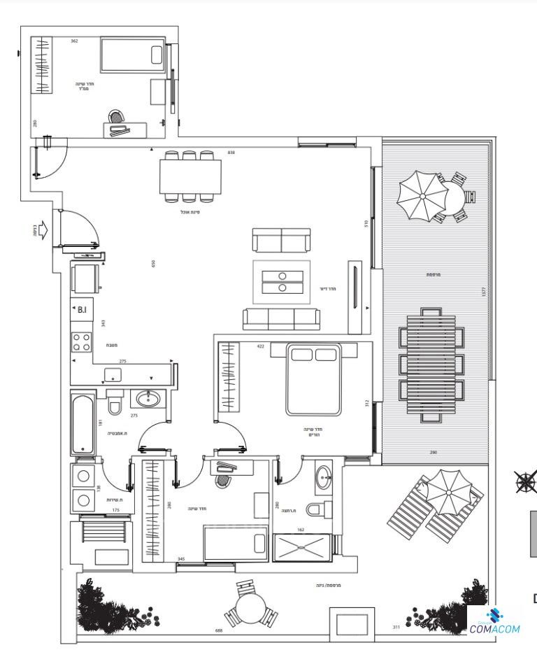 Apartamento 3 cômodos  Ashdod Dalet 511-IBL-1096
