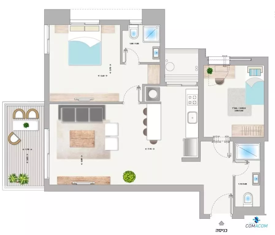 דירה 3 חדרים אשדוד מר 511-IBL-1137