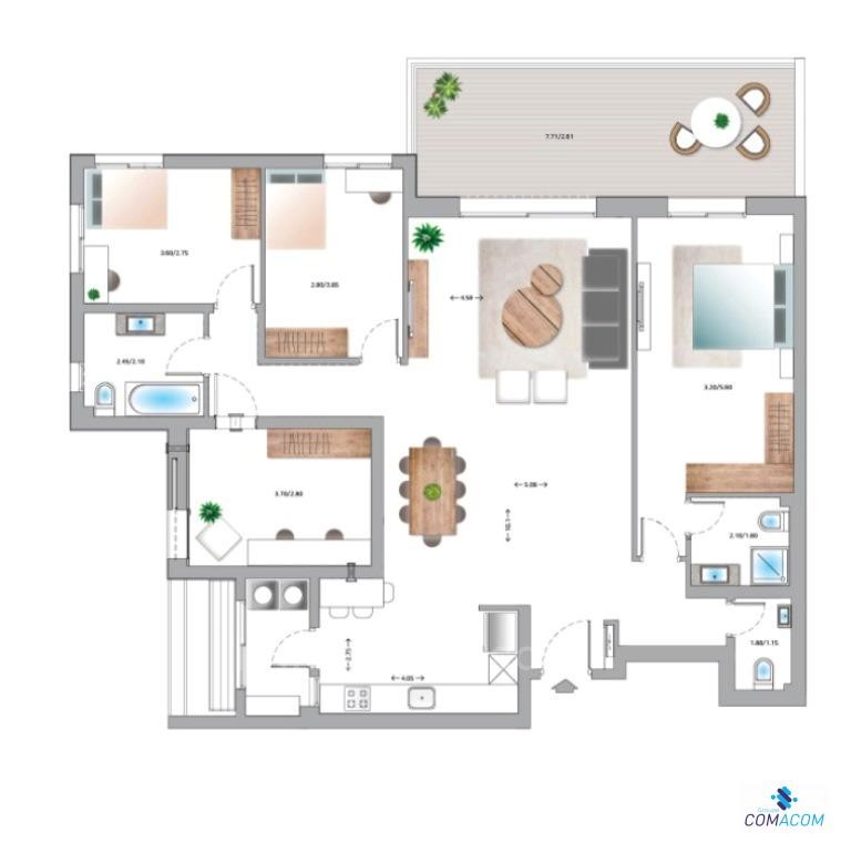 Apartamento 3 cômodos  Ashdod Mar 511-IBL-1137