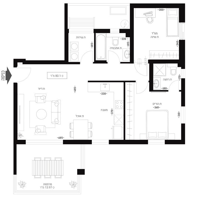 דירה 3 חדרים Netivot רמות יורם 511-IBL-1228