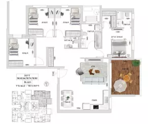 Departamento 4 habitaciones Nahariya Centro de la ciudad