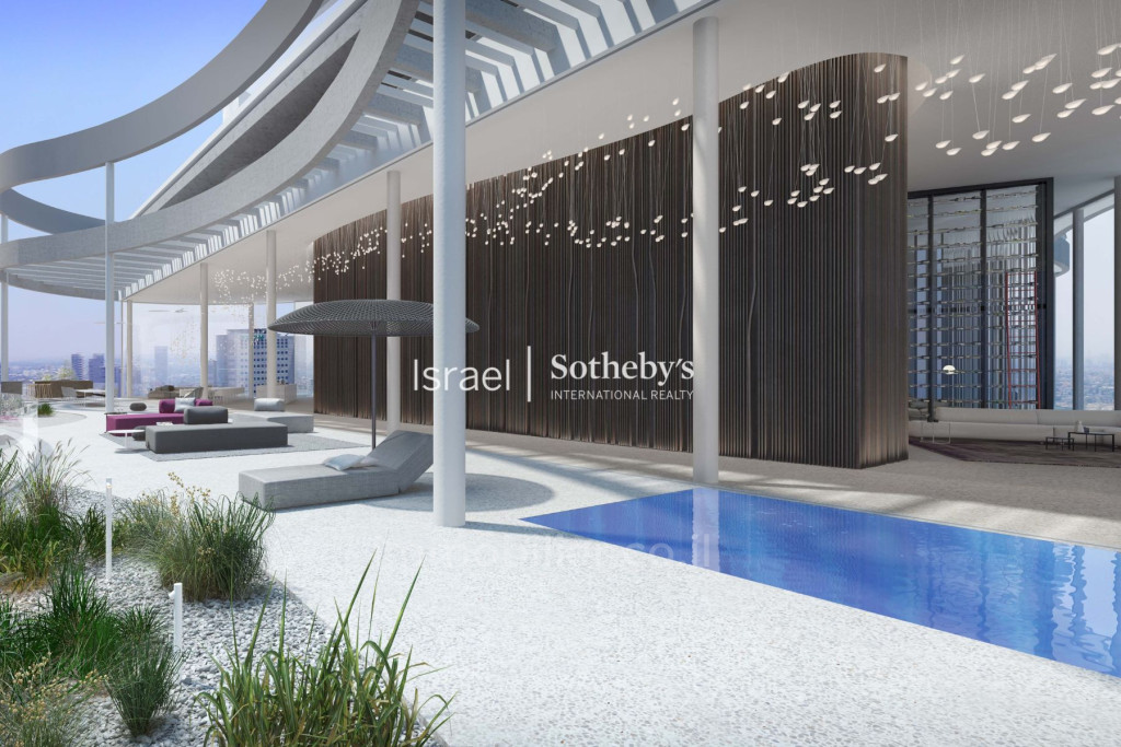 Quartier résidentiel Penthouse avec vue mer panoramique au 47e étage et piscine privée | gindi tlv