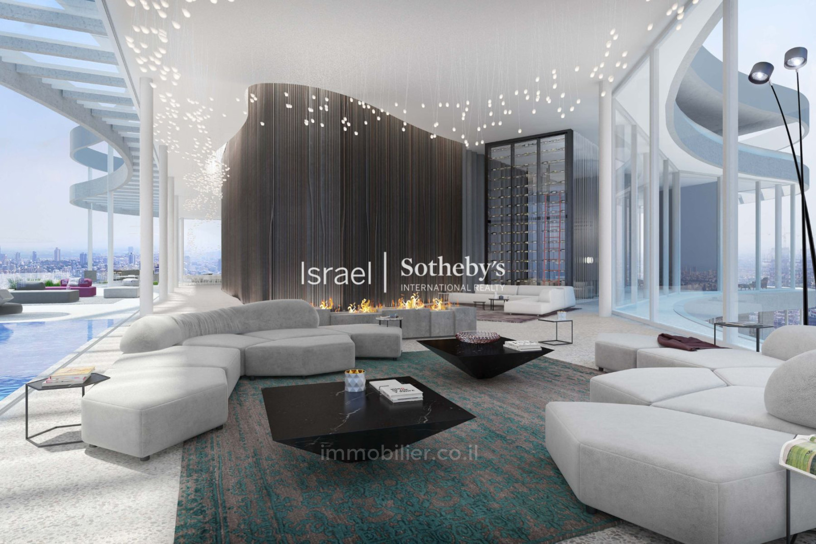 Quartier résidentiel Penthouse avec vue mer panoramique au 47e étage et piscine privée | gindi tlv