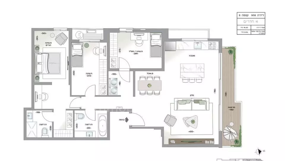 דירה 4 חדרים תל אביב הצפון הישן 804-IBL-110