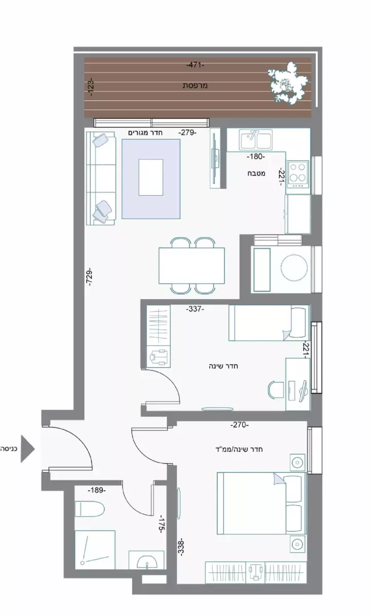 דירה 2.5 חדרים בת ים בת ים 828-IBL-57
