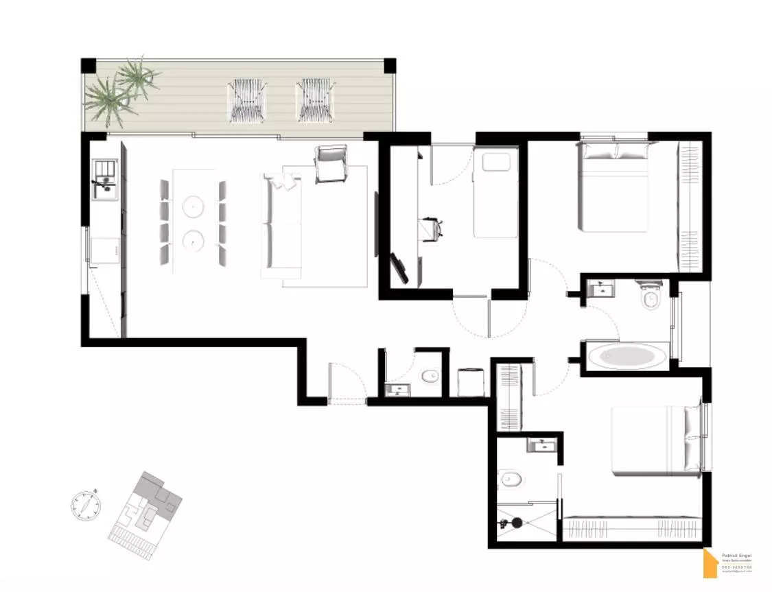 Apartamento 4 cômodos Tel Aviv Centro da cidade 232-IBL-3837