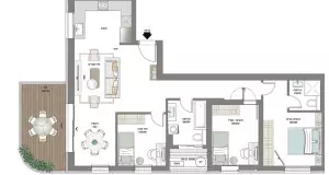 Apartamento 3 cômodos Bat yam Centro da cidade