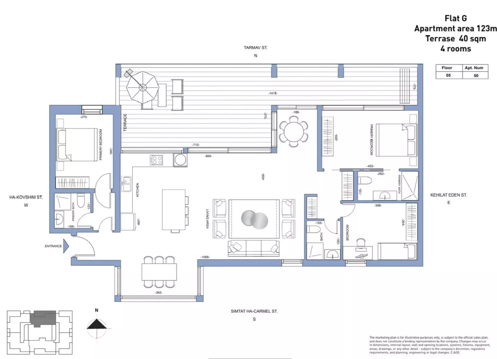 Apartamento 4 cômodos Tel Aviv Lev Tel-Aviv 828-IBL-111